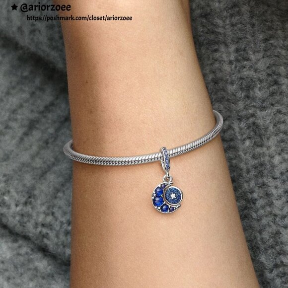 Pandora Sparkling Moon Spinning Dangle Charm - Picture 5 of 5